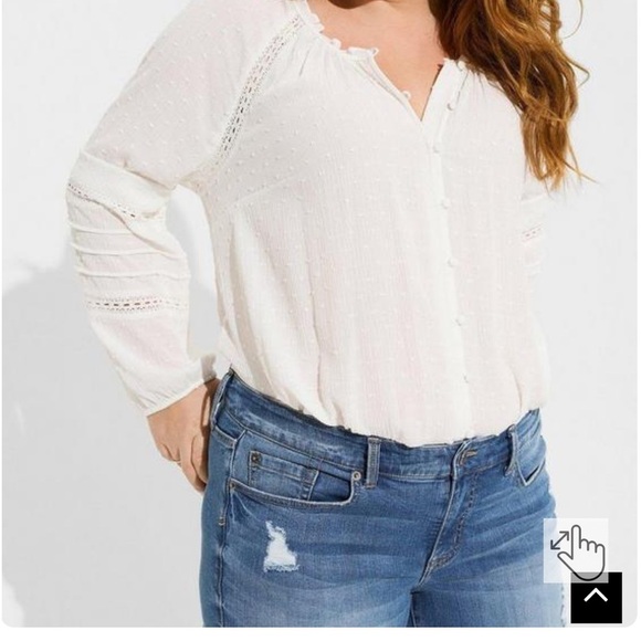 torrid Tops - NWT torrid Swiss.lace inset top cloud dancer 5X/28